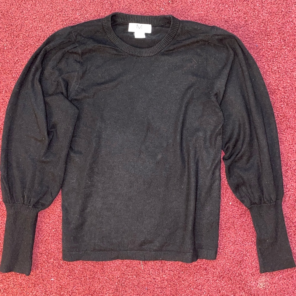 Super soft black puff sleeve sweater